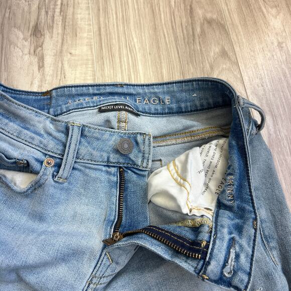 American Eagle Next Level Stretch Skinny Distressed Blue Jeans Size W28 L28 - Picture 7 of 12